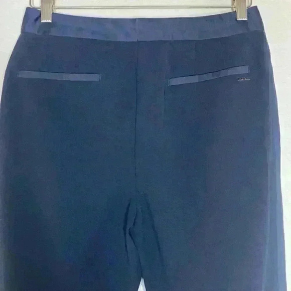 Calvin Klein Navy Ankle Work Pants with Silky Stripe Detail Size 4 - Picture 7 of 8